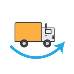 Truck with return arrow. Vector