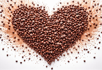 Naklejka premium Coffee Beans Heart Shape
