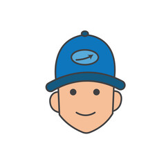 Smiling delivery person icon. Vector