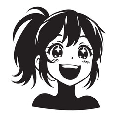 Vibrant Excited Face silhouette, pure excitement in expression – Excited Face illustration – Minimalist Excited Face vector – Excited Silhouette


