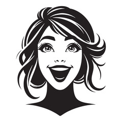 Joyful Excited Face silhouette, emotional energy captured – Excited Face illustration – Minimalist Excited Face vector – Excited Silhouette

