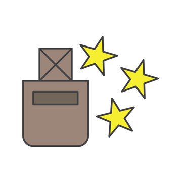 Package with yellow stars. Vector