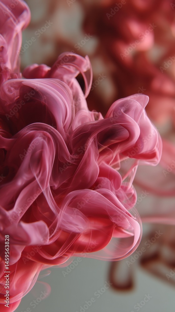 Poster abstract rose ink swirling in water creating soft flowing shapes and patterns liquid motion underwat