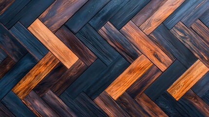 Elegant Wood Flooring with Dark and Light Herringbone Pattern for Interior Design Projects