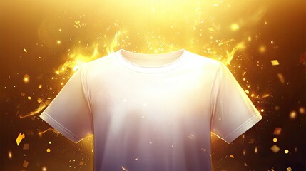 White T-shirt ablaze in fiery glow