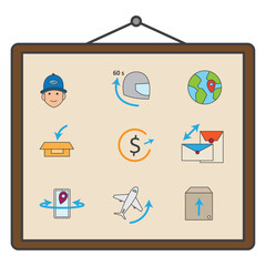 Courier logistics set. Vector