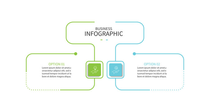 Business infographics. Infographics with 2 steps or options