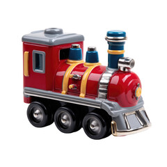 Obraz premium Red Toy Train With Black Wheels And Gray isolated on a transparent background