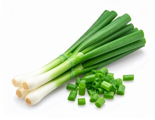 Fresh green onion isolated on white