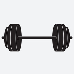 barbell with weight plates silhouette vector art illustration, dumbbell on white background