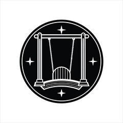 Swing Vector Icon Silhouette Illustration on White Background