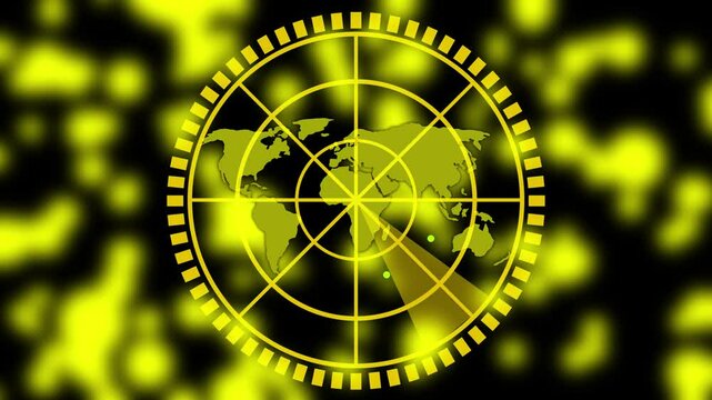 Color Rader searching animation. Rader Hud technology signal waves animated. Location detection Military surveillance technology