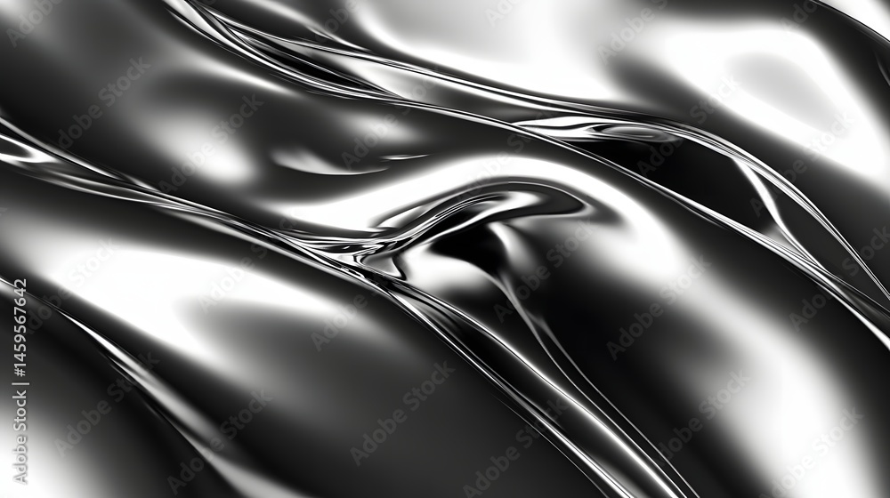 Poster shiny metallic surface with smooth curves and reflective texture