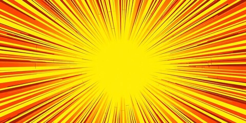 Obraz premium Vibrant yellow & orange sunburst, radiating lines, retro comic style, starburst, pattern