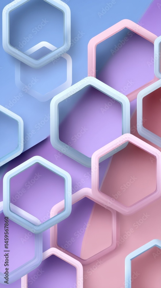Aufkleber abstract pastel hexagons background, modern geometric design with 3d rendering of honeycomb pattern