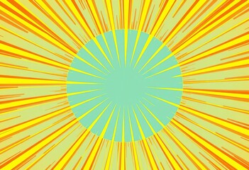 Fototapeta premium Vibrant yellow & orange sunburst, retro comic radial lines , bright, vibrant