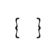 Curly text brackets. Corner parentheses and Bracket punctuation. Vector illustration 