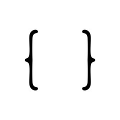 Curly text brackets. Corner parentheses and Bracket punctuation. Vector illustration 