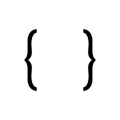 Curly text brackets. Corner parentheses and Bracket punctuation. Vector illustration 