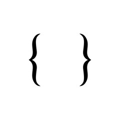 Curly text brackets. Corner parentheses and Bracket punctuation. Vector illustration 
