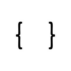 Curly text brackets. Corner parentheses and Bracket punctuation. Vector illustration 
