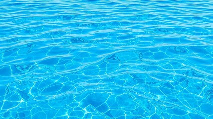 Fototapeta premium Clear blue swimming pool water with gentle ripples and visible tile patterns creating a tranquil summer scene.