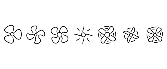Air ventilation glyph icon. Exhaust fan. Airflow. Ventilator rotation. Turbine, propeller. Fan icons. Air ventilation vector isolated illustration in transparent background. Icon Set. Editable Stroke.