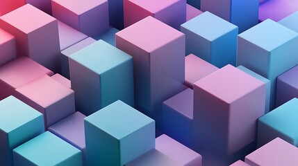 Obraz premium Soft gradient geometric blocks arranged in harmony 