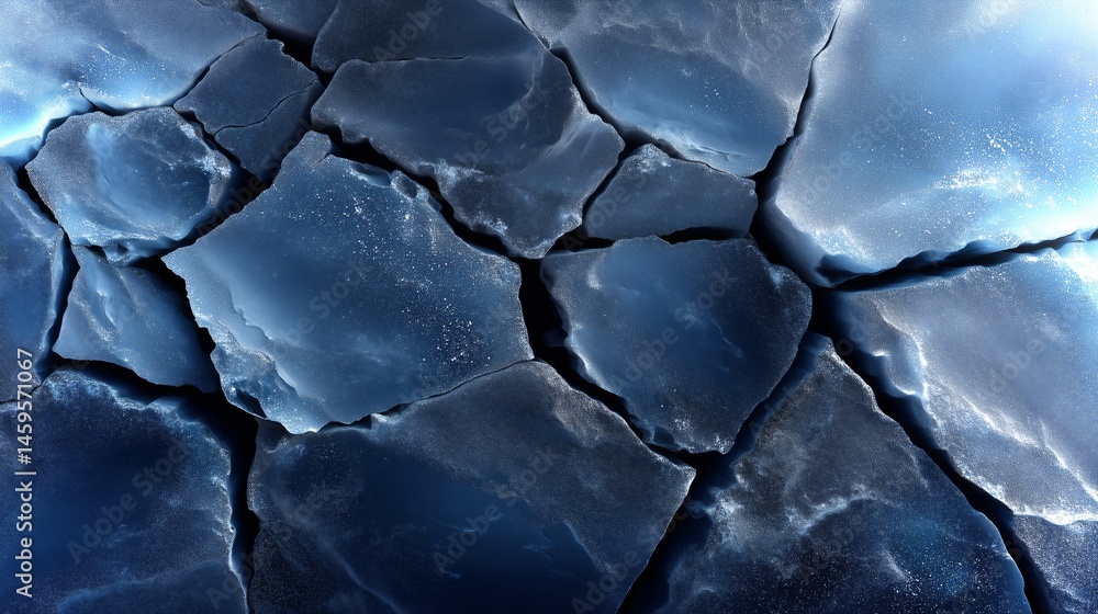 Aufkleber crevices on cracked icy surface illuminated by soft light creating a stunning texture backdrop