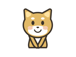 お行儀の良いポーズのかわいい柴犬の上半身イラスト