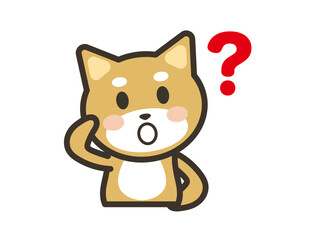 Fototapeta premium 疑問に思うかわいい柴犬の上半身イラスト