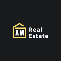 AM initials minimalist creative real estate logo vector