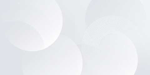 White geometric abstract background overlap layer on bright space with lines effect decoration. Modern graphic design element circles style concept for banner.