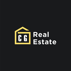 CG initials minimalist creative real estate logo vector