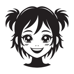 Optimistic Happy Face silhouette, joyful expression – Happy Face illustration – Minimalist Happy Face vector – Happy Silhouette

