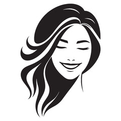 Blissful Happy Face silhouette, smiles of happiness – Happy Face illustration – Minimalist Happy Face vector – Happy Silhouette

