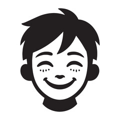 Lively Happy Face silhouette with infectious cheer – Happy Face illustration – Minimalist Happy Face vector – Happy Silhouette

