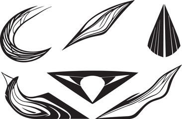 Obraz premium A set of vector elements, modern flat design with intricate black lines and futuristic aesthetics of sharp angles and smooth curves, simple two-dimensional shapes, soft dreamy atmosphere and high tech