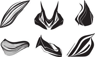 A set of vector elements, modern flat design with intricate black lines and futuristic aesthetics of sharp angles and smooth curves, simple two-dimensional shapes, soft dreamy atmosphere and high tech