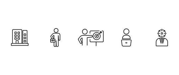 Simple set of Direction icons in line style, Icon set of Bussiness. Line icon of mentoring Containing Office, employement, Applicant, worker and headhunter. 