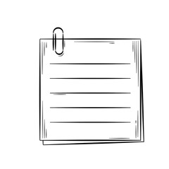 Hand-Drawn Blank Lined Paper Sheet with Paperclip