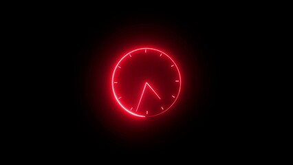 Glowing red neon clock on dark background, symbolizing time management