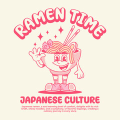 Vector illustration of a cartoon Ramen time