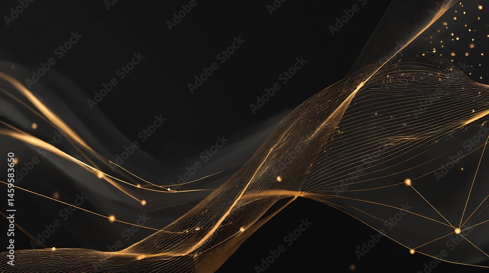 Poster elegant black background with golden lines and geometric patterns concept