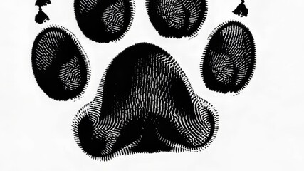 Black Ink Paw Print on Crisp White Background