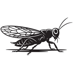 locust silhouette line art vector illustration with white background