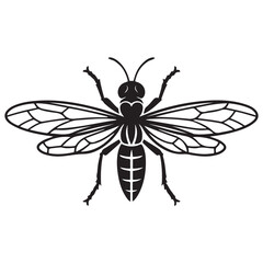 locust silhouette line art vector illustration with white background