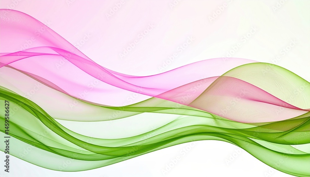 Poster flowing abstract waves in pink and green digital art soft background creative environment dynamic vi