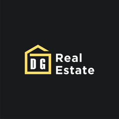DG initials minimalist creative real estate logo vector