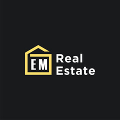 EM initials minimalist creative real estate logo vector